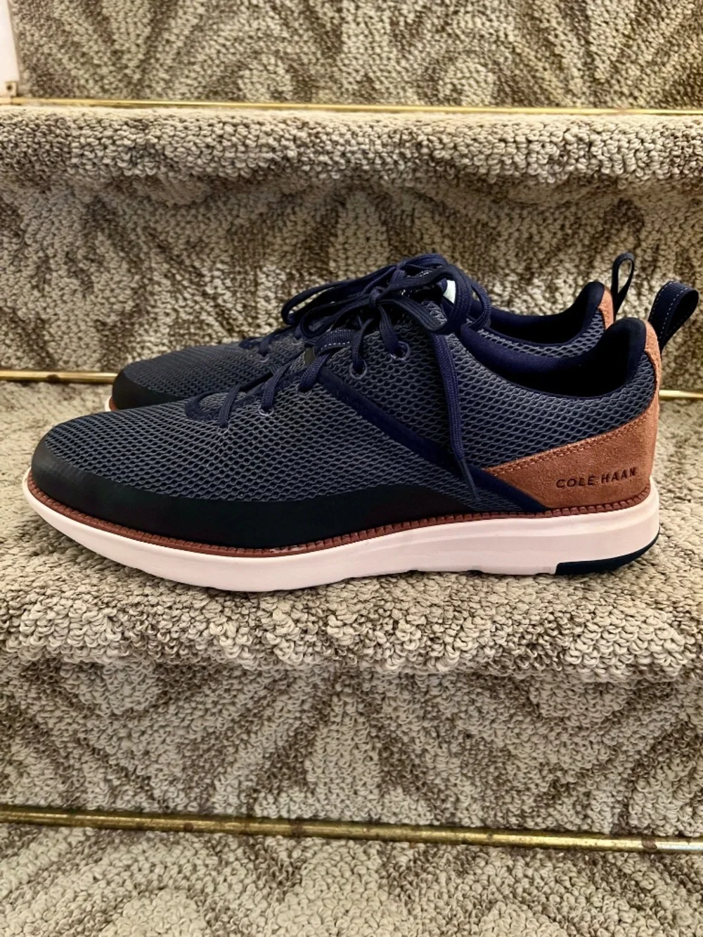 Men's Cole Haan ZeroGrand Atlantic Sneaker Shoes Marine Blue British Tan Size 13